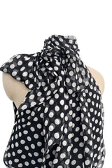 Chic 2006 Alexander McQueen Stark Black & White Polka Dot Silk Chiffon Halter Dress