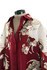 Extraordinary Spring 2022 Valentino by Pierpaolo Piccioli Look 78 Burgundy & White Embroidered Robe Dress