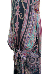 Prettiest Pre-Fall 2016 Etro by Veronica Etro Printed Silk Chiffon Dress w Embroidered & Beaded Detailing