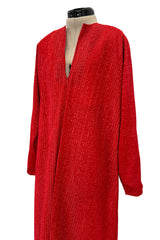 Fabulous 1970s Halston Metallic Red Lame Lurex Full Length Caftan Dress