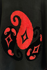 Rare Fall 1981 Christian Dior by Marc Bohan Haute Couture Wool Leather & Velvet Triangle Shawl