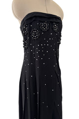 Spring 2007 Christian Dior by John Galliano Black Strapless Inner Corset Dress w Rhinestones & Beads