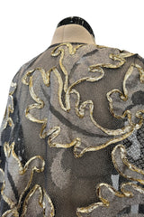 Phenomenal Fall 1993 Paco Rabanne Haute Couture Runway Sample Look 51 Metallic Gold & Silk Net Evening Caftan Coat