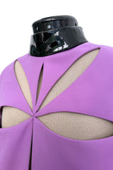 Spring 2020 Gucci by Alessandro Michele Runway Look 64 Purple Cut Out Tunic Dress w Patent Trim
