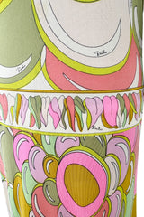 Prettiest 1960s Emilio Pucci Pale Pastel Curving Print Silk Jersey Dress w Contrasting Border