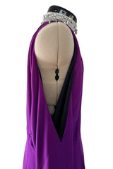 Rare Fall 2001 Thierry Mugler Runway Purple Silk Crepe Dress w the Most Incredible Open Cuts Outs