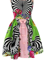 Dreamiest Spring 1992 Gianni Versace Versus Documented Pink Bow Detailed & Floral Print Dress