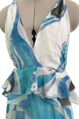 Resort 2011 Emilio Pucci by Peter Dundas Deliberately Faded & Lightly Tie Dyed Feather Light Silk Cotton Blue Print Dress