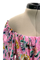 c.Spring 1986 Yves Saint Laurent Haute Couture Floral Silk with Belt