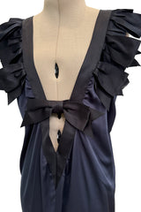 Exceptional Cruise 2009 Chanel by Karl Lagerfeld Blue Silk Deep Front Plunge Dress