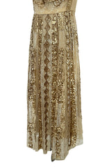 Spectacular Spring 2020 Valentino by Pierpaolo Piccioli Gold Sequin on Net Dress w Plunging Back