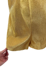 Amazing 1950s Elizabeth Arden Old Hollywood Metallic Gold Playsuit Jumpsuit