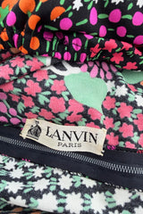 Fantastic 1970s Lanvin by Jules-Francois Crahay Printed Off Shoulder Stretch Jersey Dress