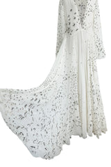 Spectacular Spring 2017 Valentino by Pierpaolo Piccioli Runway Look 52 Zandra Rhodes Print White Silk Chiffon Dress