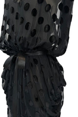 Chic Fall 1979 Givenchy by Hubert de Givenchy Runway Black Silk & Velvet with Inner Slip