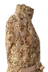 Outstanding 2010s Valentino by the Original Mr. Valentino Two Piece Metallic Gold Sequin Covered Set