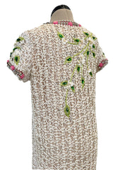 Exquisite 1960s Mr Blackwell One Off Highly Detailed & Embellished Ivory Sheath Dress