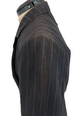 1990s Jean Paul Gaultier Pin Striped Mens Suiting Fabric Jacket & Skirt Set Suit