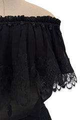 Spring 1977 Yves Saint Laurent 'Spanish Collection' Off-Shoulder Black Top & Skirt Set