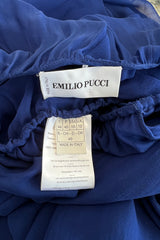 Exceptional Fall 2010 Emilio Pucci by Peter Dundas Look 42 Blue Silk Chiffon Caped Dress