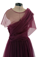 Gorgeous Resort 2020 Khaite Look 21 Burgundy Net Full Skirted Dress & Underskirt