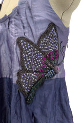 Prettiest Spring 2009 Emporio Armani Runway Finale Look 91 Purple Dress w Elaborately Beaded Butterfly Appliques