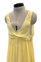 Ethereal 2000s Christian Dior by John Galliano Pale Yellow Silk Chiffon Dress w Barely There Bodice