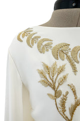 Spring 2019 Oscar de la Renta by Laura Kim & Fernando Garcia Gold Embellished Ivory Caftan Dress