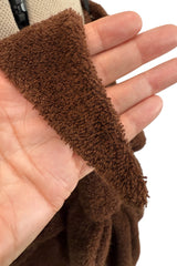 Ultra Rare 1976 Halston Iconic Front Tying Easy to Wear Column Dress in a Bias Cut Chocolate Brown Terry Cloth