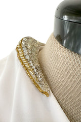 Spring 2016 Roberto Cavalli by Peter Dundas Beaded & Rhinestone Snake Detail White Jersey Dress