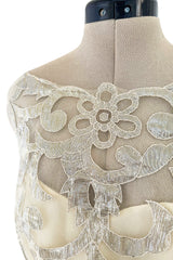 Incredible Pre-Fall 2015 Oscar de la Renta Runway Look 36 Pale Muted Metallic Gold Applique & Net Dress