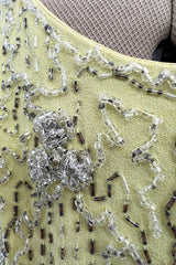 Prettiest Early 1960s Malcolm Starr by Elinor Simmons Hand Beaded Pale Yellow Silk Dress