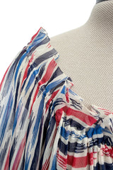 Spring 1977 Christian Dior by Marc Bohan Runway Striped Silk Chiffon Elastic Shoulder Caftan Dress
