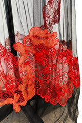 Resort 2011 Givenchy by Ricardo Tisci Look 5 Red Lace & Black Net Dress