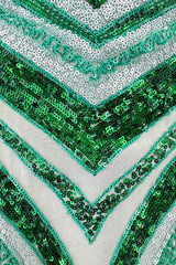 Magnificent Spring 2022 Etro Runwy Look 38 Fully Sequinned Green Silk Chiffon Full Length Dress