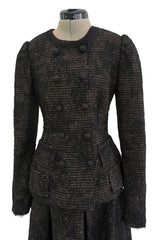 Extraordinary Rare Fall 2016 Dolce & Gabbana Alta Moda Couture Gold Tweed & Lace Covered Jacket & Skirt Suit Set