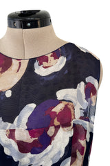Cruise 2010 Chanel by Karl Lagerfeld Runway Look 33 Silk Chiffon Dress w Oversized Purple Floral Print