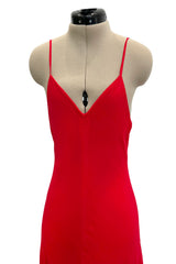 Superb Spring 1977 Halston Runway Bias Cut red Silk Chiffon Dress w Original Cape Shawl