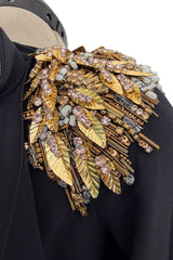 Stunning 2013 Unlabeled Alexander McQueen by Sarah Burton Black Crepe Dress w Gold Metal Detailing