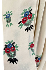 Extraordinary 1973 Ossie Clark & Celia Birtwell Documented Ivory Moss Crepe w Floral