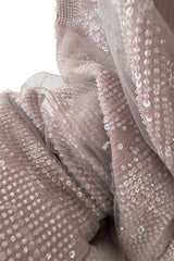 Exceptional Spring 1999 Giorgio Armani Runway Palest Ballet Nude Pink Floral Sequin Dress