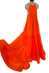 Resort 2016 Stella McCartney Runway Finale Look 34 Silk Dress w Gold Metal Collar & Ruffled Hem