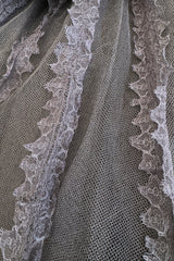 Exceptional 1950s Jacques Heim Golden Era Haute Couture Ultra Rare Purple-Gray Net & Handmade Lace Dress