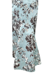 Incredible Fall 2008 Oscar de la Renta Strapless Blue & Silver Grey Floral Silk Brocade Dress