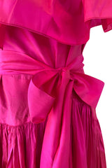 Dreamy Spring 1980 Yves Saint Laurent Runway Feather Light Iridescent Pink Silk Dress