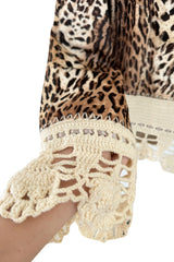 Gorgeous Fall 2005 Christian Dior by John Galliano Leopard Print Goat Skin Jacket w Crochet Detail