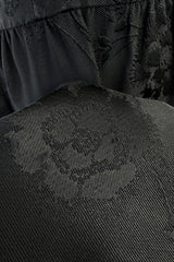 Amazing 1960s Unlabelled Christian Dior by Marc Bohan Black Silk Brocade Shift Dress w Floral Pattern