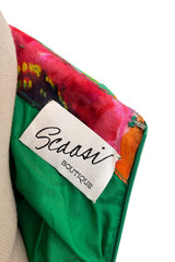 Prettiest Spring 1986 Arnold Scaasi Strapless Bright Floral Print Silk Dress