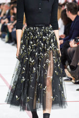 Beautiful Fall 2019 Christian Dior by Maria Grazia Chiuri Runway Look 36 Black Net Bead & Sequin Over Skirt