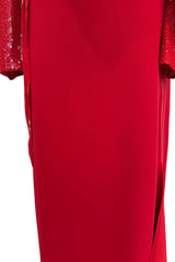 Stunning Fall 1998-99 Giorgio Armani Red Beaded & Sequin Long Skirt & Wrap Top Dress Set